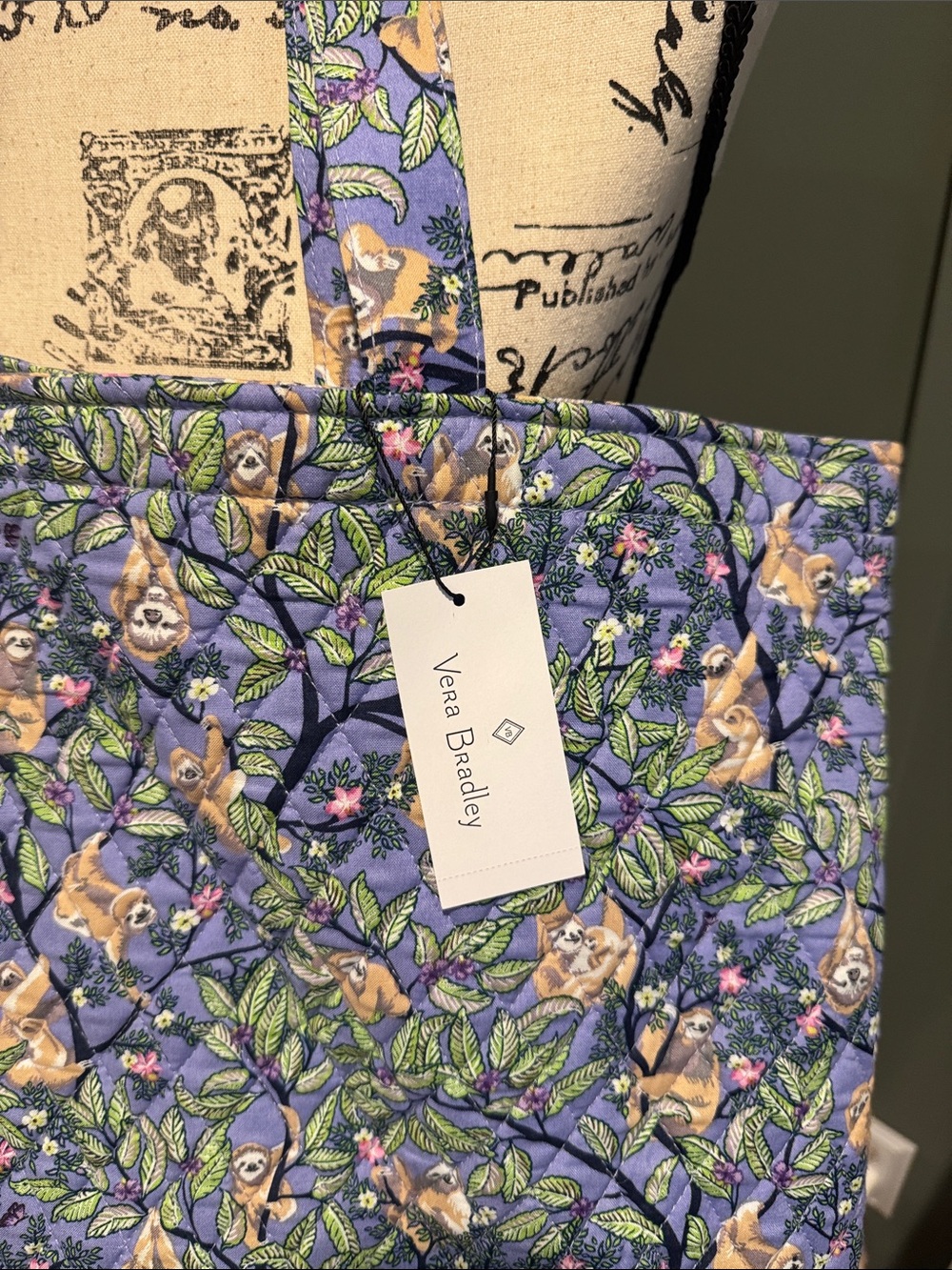 Vera Bradley Sloth Floral Grand Quilted Tote NWT - Picture 2 of 11
